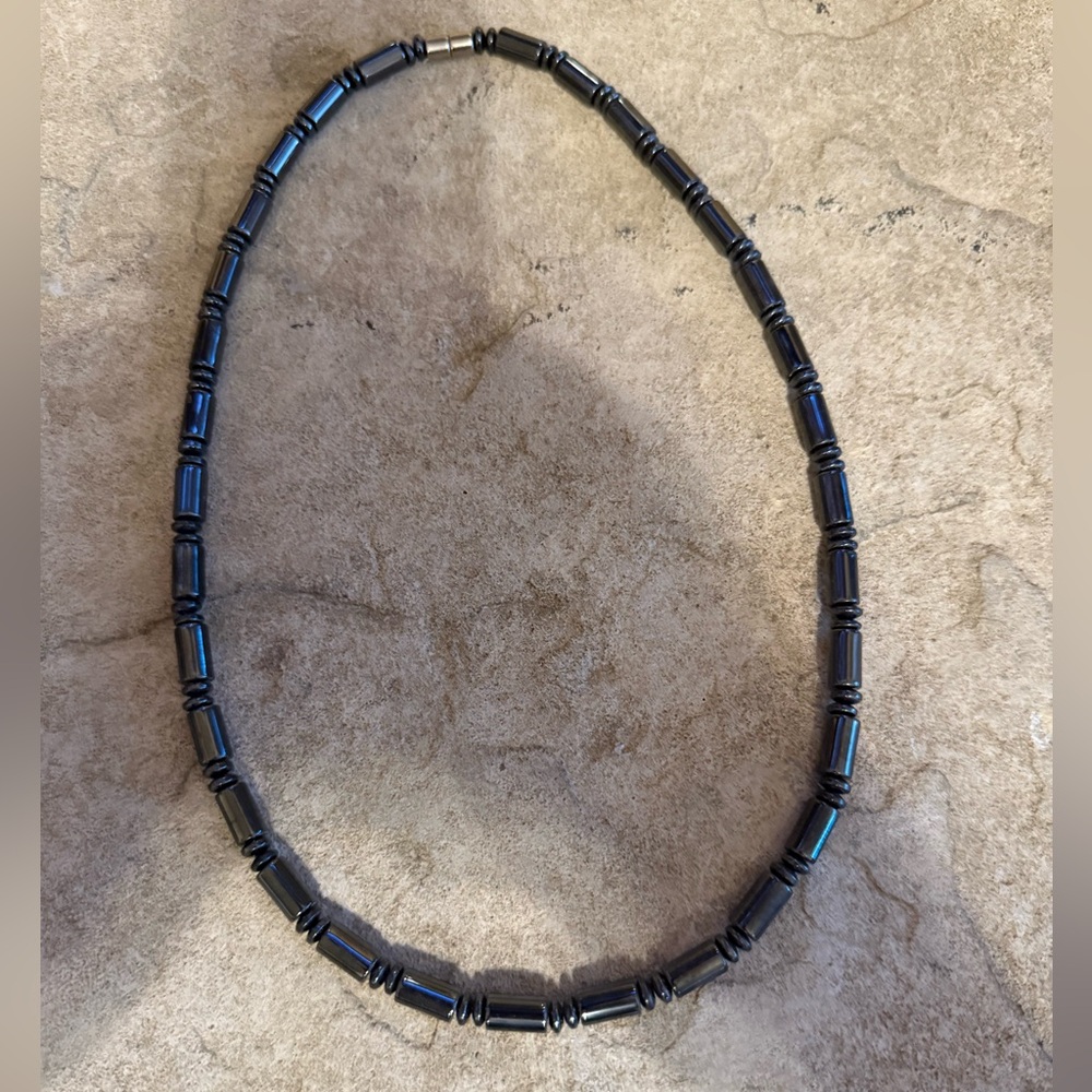 Magnetic Therapy Necklace. Black Hematite. Size 24”